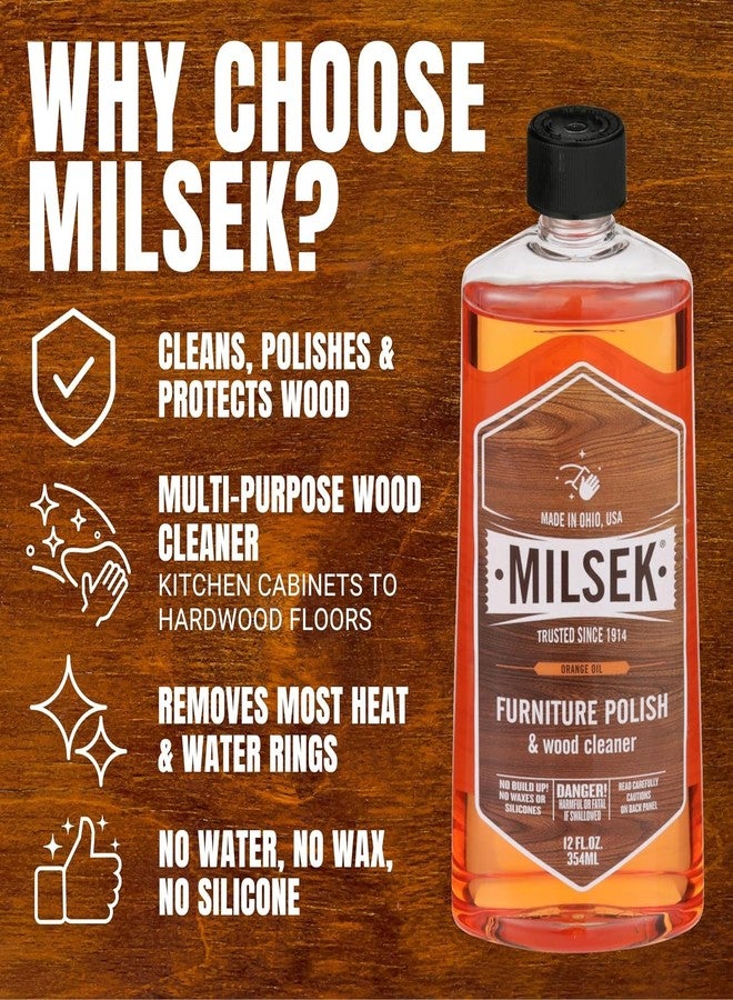 Milsek Furniture Polish and Wood Cleaner with Orange Oil - Multipurpose Cleaning Supplies for Home and Household from Hardwood Floors to Kitchen Cabinets- 12 Fl Oz (Pack of 2) with Microfiber Towel - Image 5